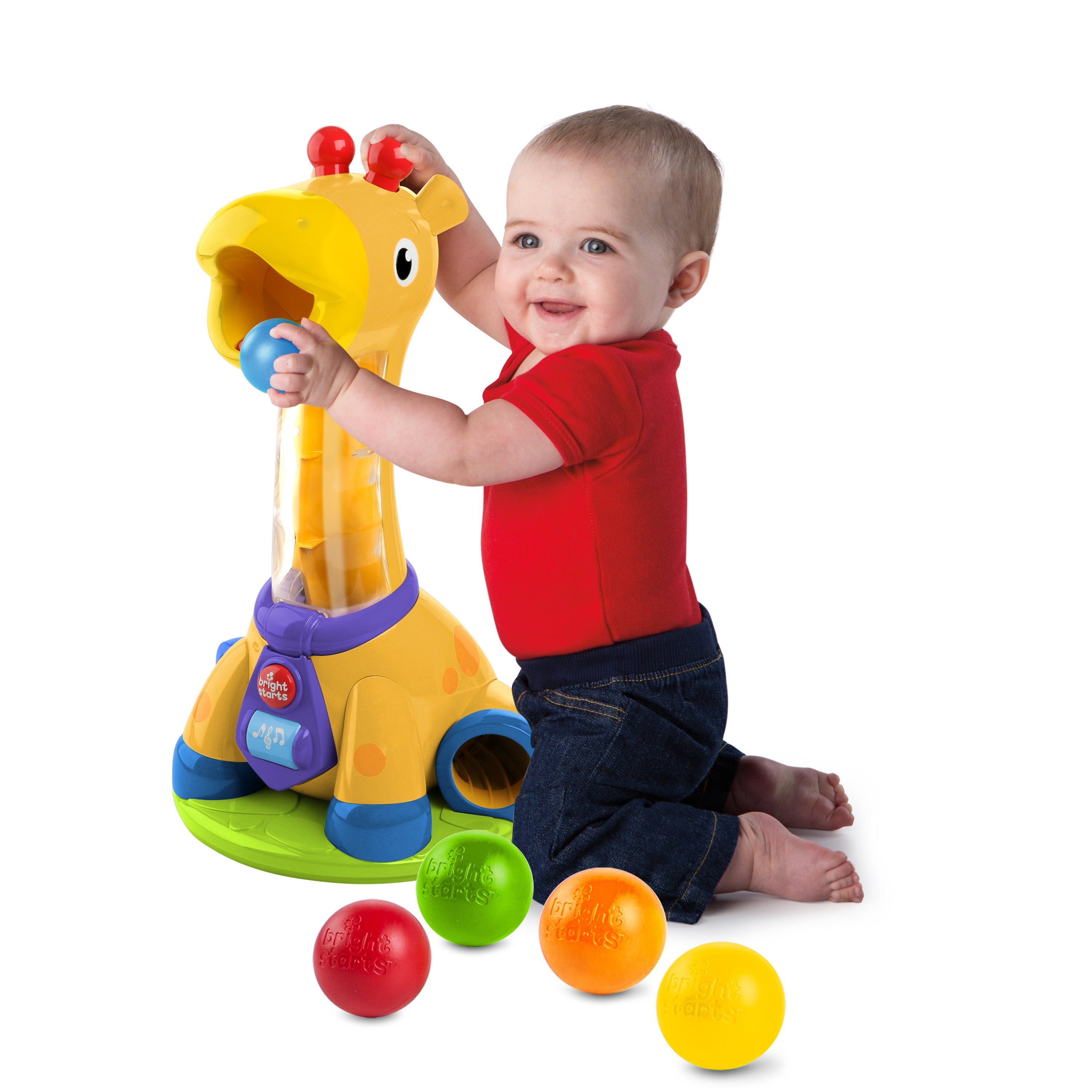 Bright Starts Spin & Giggle Giraffe Ball Popper Musical Baby & Toddler Toy