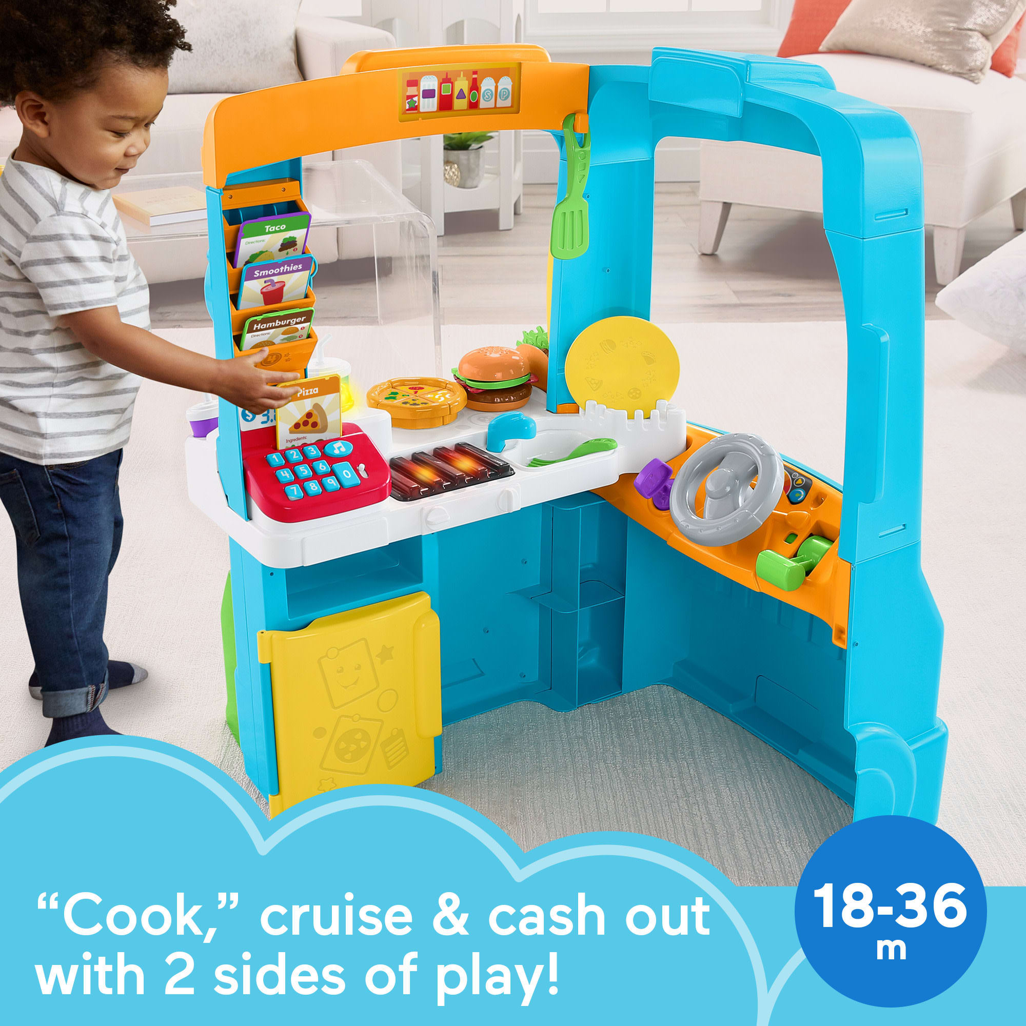 Fisher-Price Laugh & Learn Servin’ Up Fun Food Truck Electronic Activity Center For Toddlers