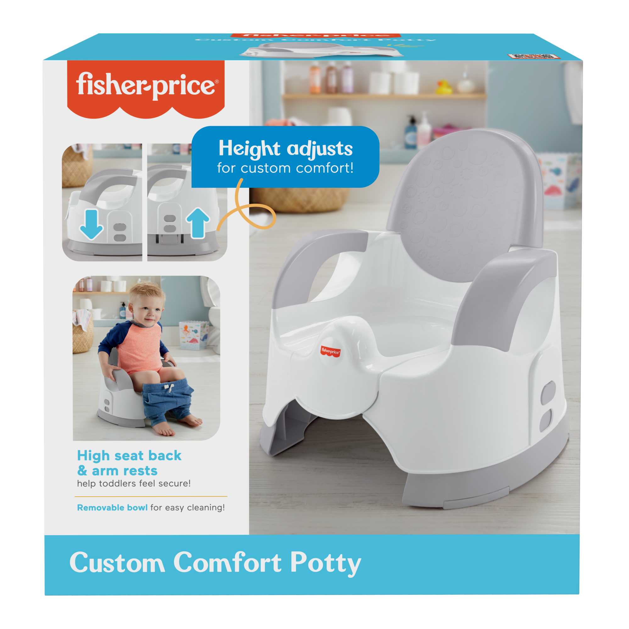 Fisher-Price Custom Comfort Potty Adjustable Toddler Training Toilet With Removable Bowl