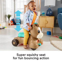 Fisher-Price Walk Bounce & Ride Pony, Infant To Toddler Musical Walker And Ride-On Toy