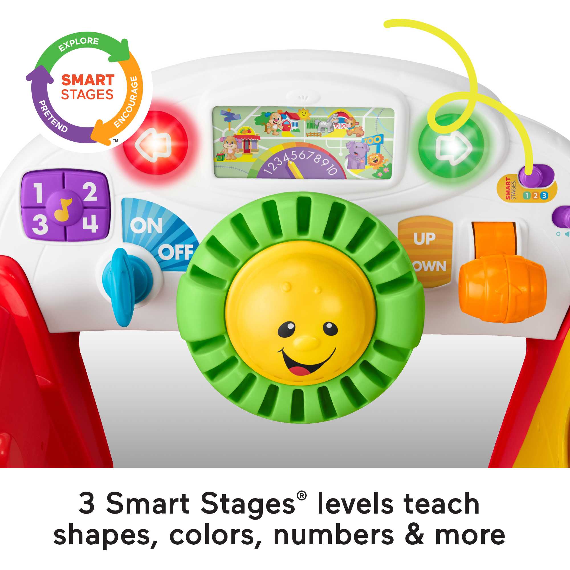 Fisher-Price Laugh & Learn Crawl Around Car, Red Activity Center Learning Toy For Baby & Toddler