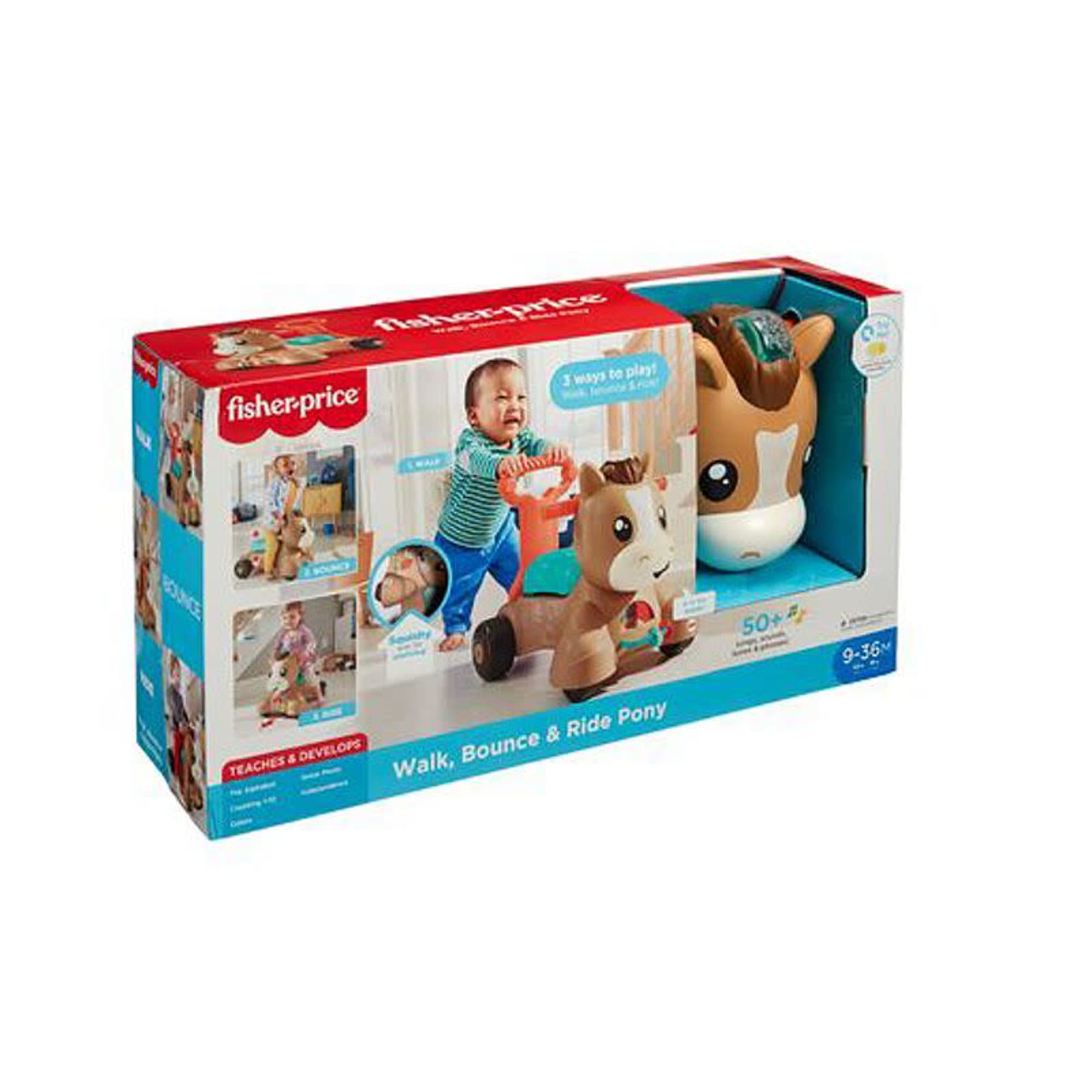 Fisher-Price Walk Bounce & Ride Pony, Infant To Toddler Musical Walker And Ride-On Toy
