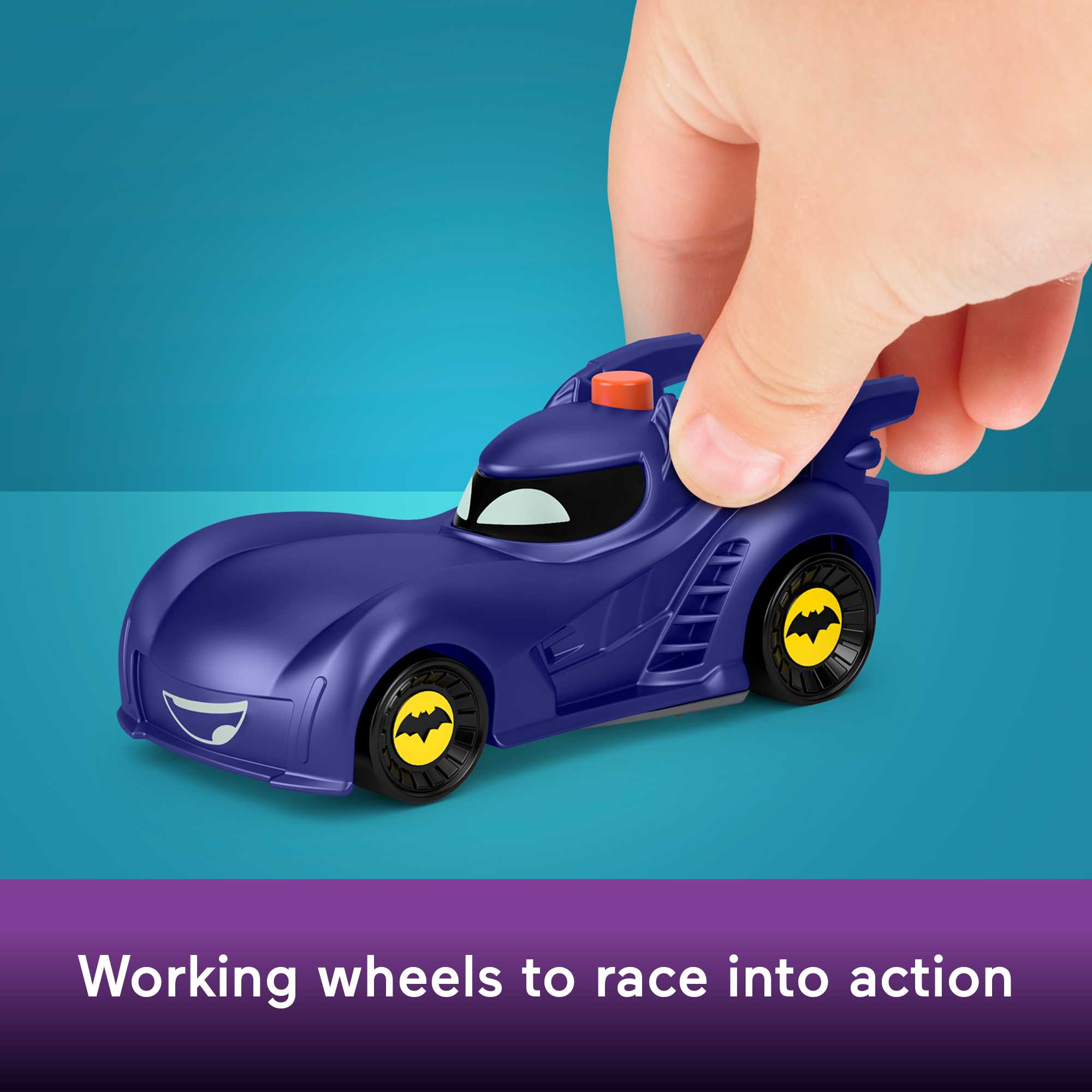 Fisher-Price DC Batwheels Light-Up 1:55 Scale Toy Cars, Bam The Batmobile & Buff, 2 Pieces